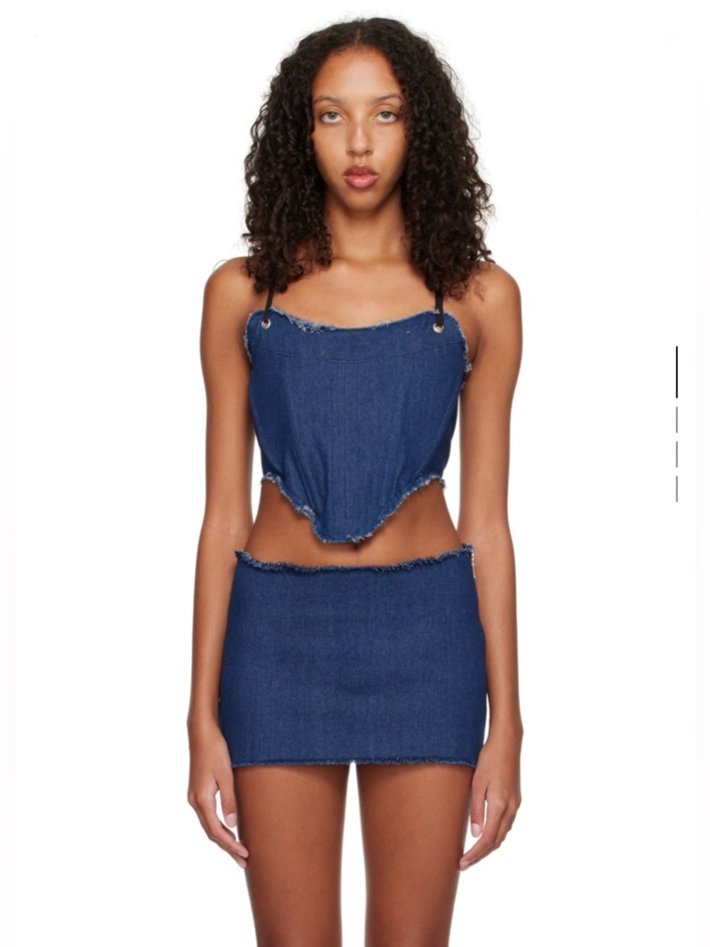 NWOT BINYA Blue Ruta Denim Two-Piece Crop Top and Mini Skirt Set XS